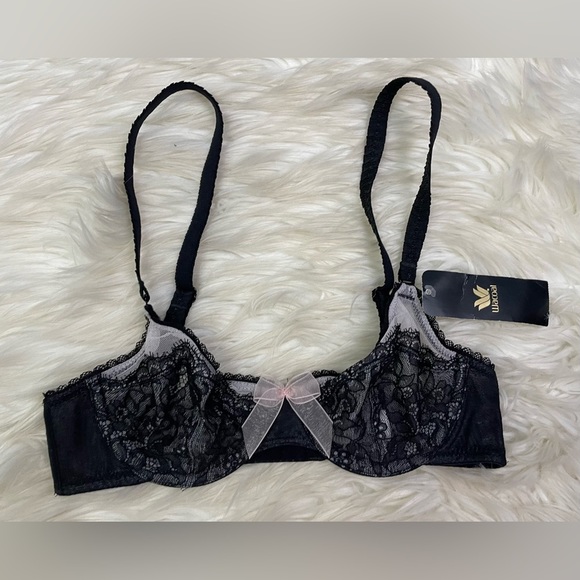 NWT Wacoal Retro Chic Underwire Lace Bra Black Size 30B - Picture 2 of 5